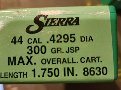 Sierra 300gr .44 cal JSP bullets