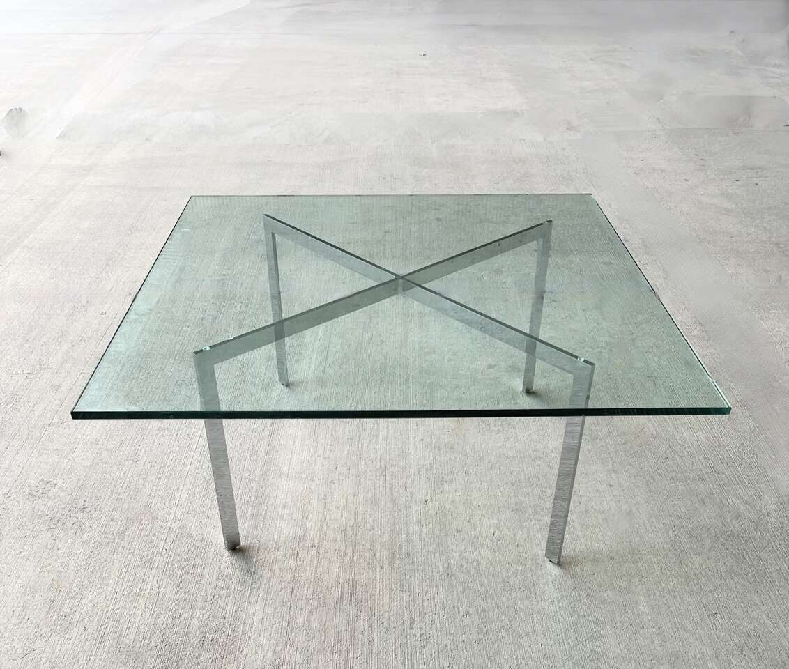 1970s Barcelona Silver X Coffee Table by Ludwig Mies Van Der Rohe Mid Century MCM