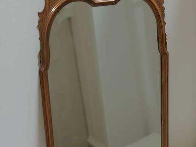 Chippendale Style Solid Mahogany Mirror With Art Deco Floral Motif