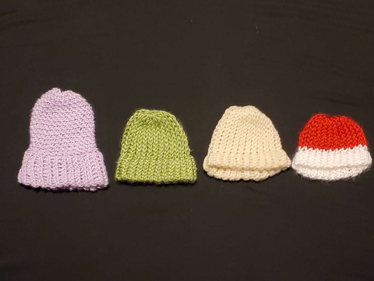 Handmade Crocheted Preemie Newborn Baby Beanie Hats Pack of 4 Multicolor