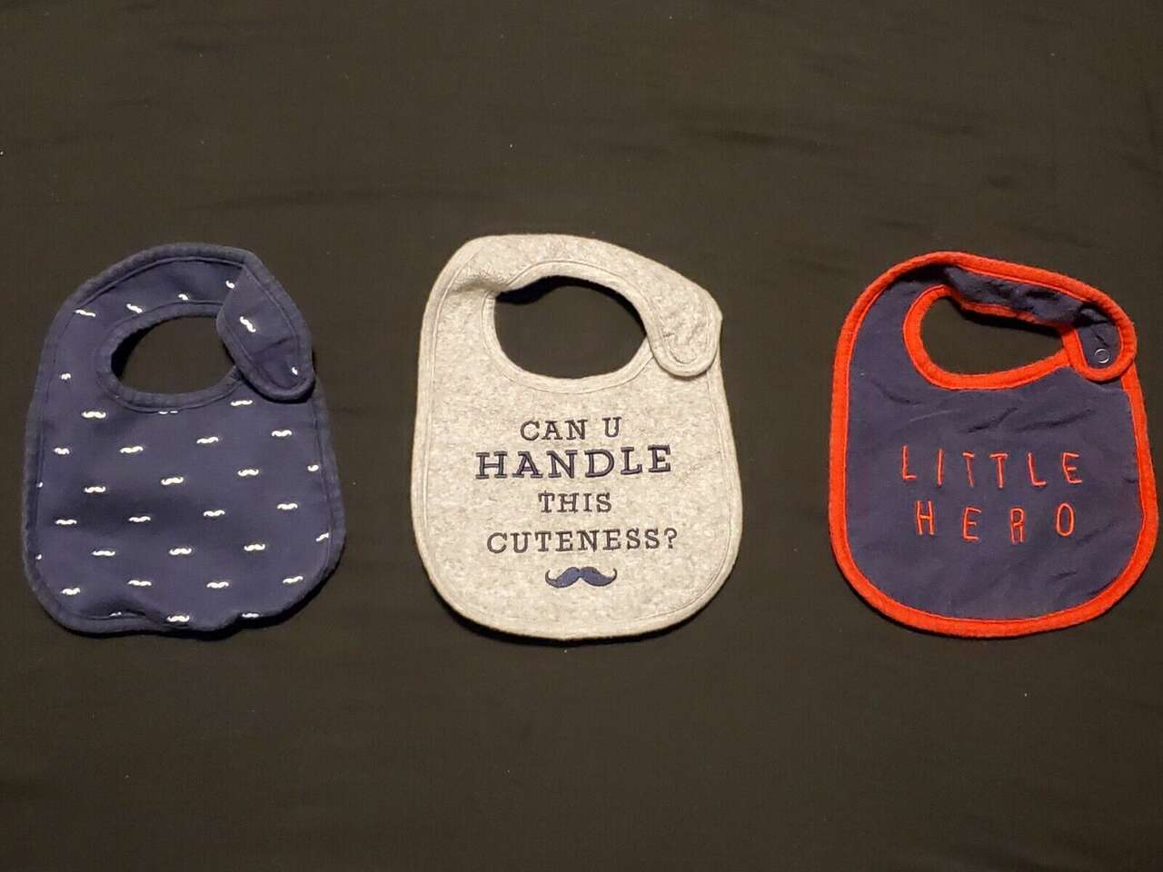 Carter's Bibs Baby Childs Toddlers Infant Newborn One Size Fits All Blue 3 Pcs