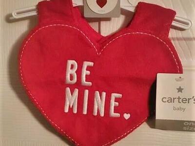 Carter's Infant Baby Bib Red White One Size Be Mine Print Valentine Collection