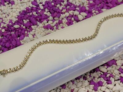 Women's 4 Carat Diamonds Tennis Bracelet 14k Yellow Gold Natural Round Diamond S Link