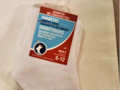 Health Diabetic Compression Circulatory Socks 1Pair Mens White Ankle Length Crew