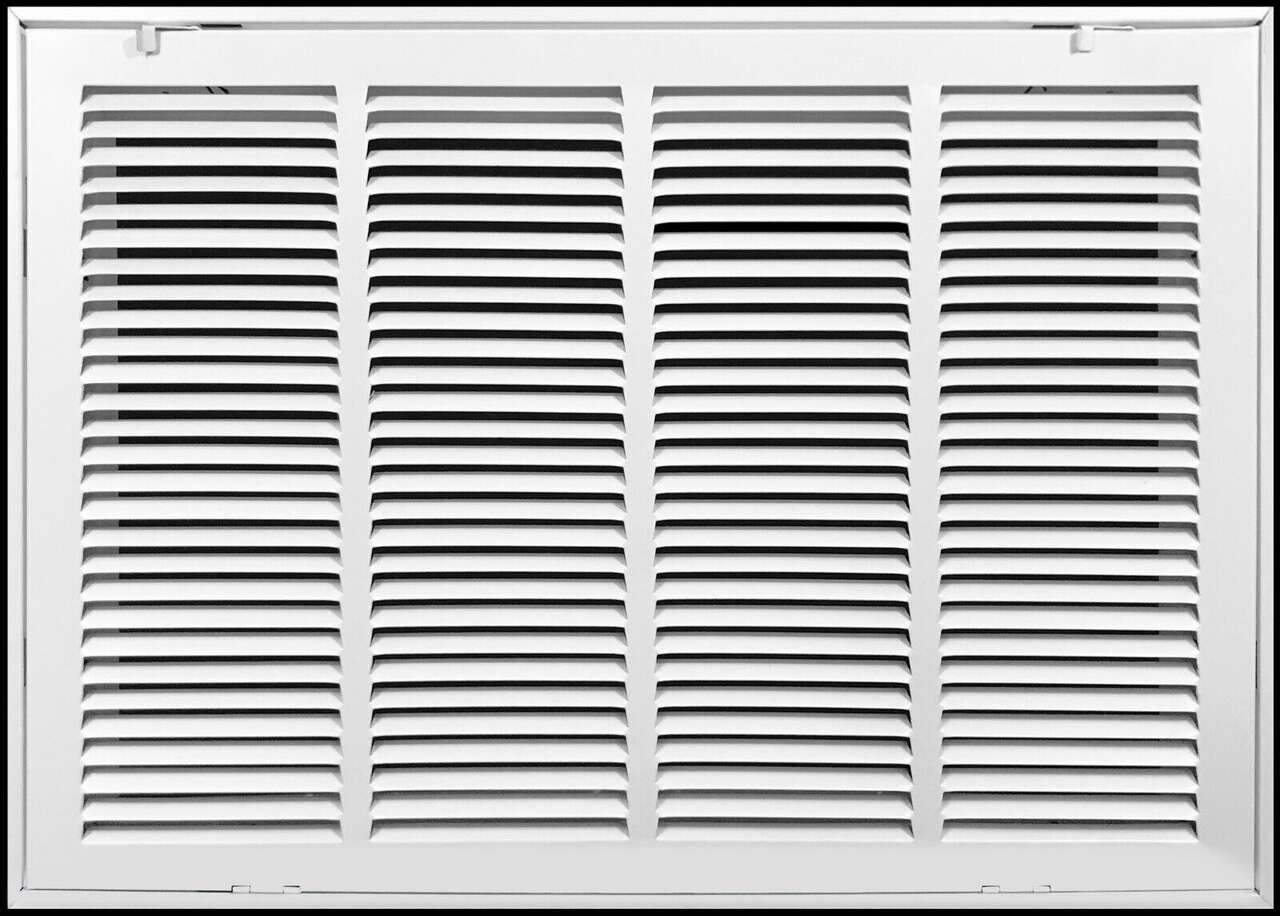 25 x 12 Inches White Steel Return Air Filter Grille Vent Fixed Hinged HVAC Duct Cover