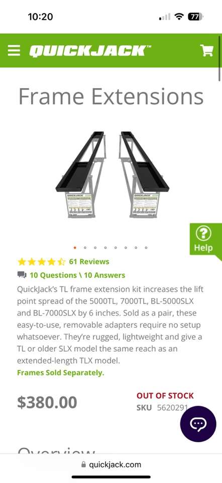 QuickJack Frame Extenders