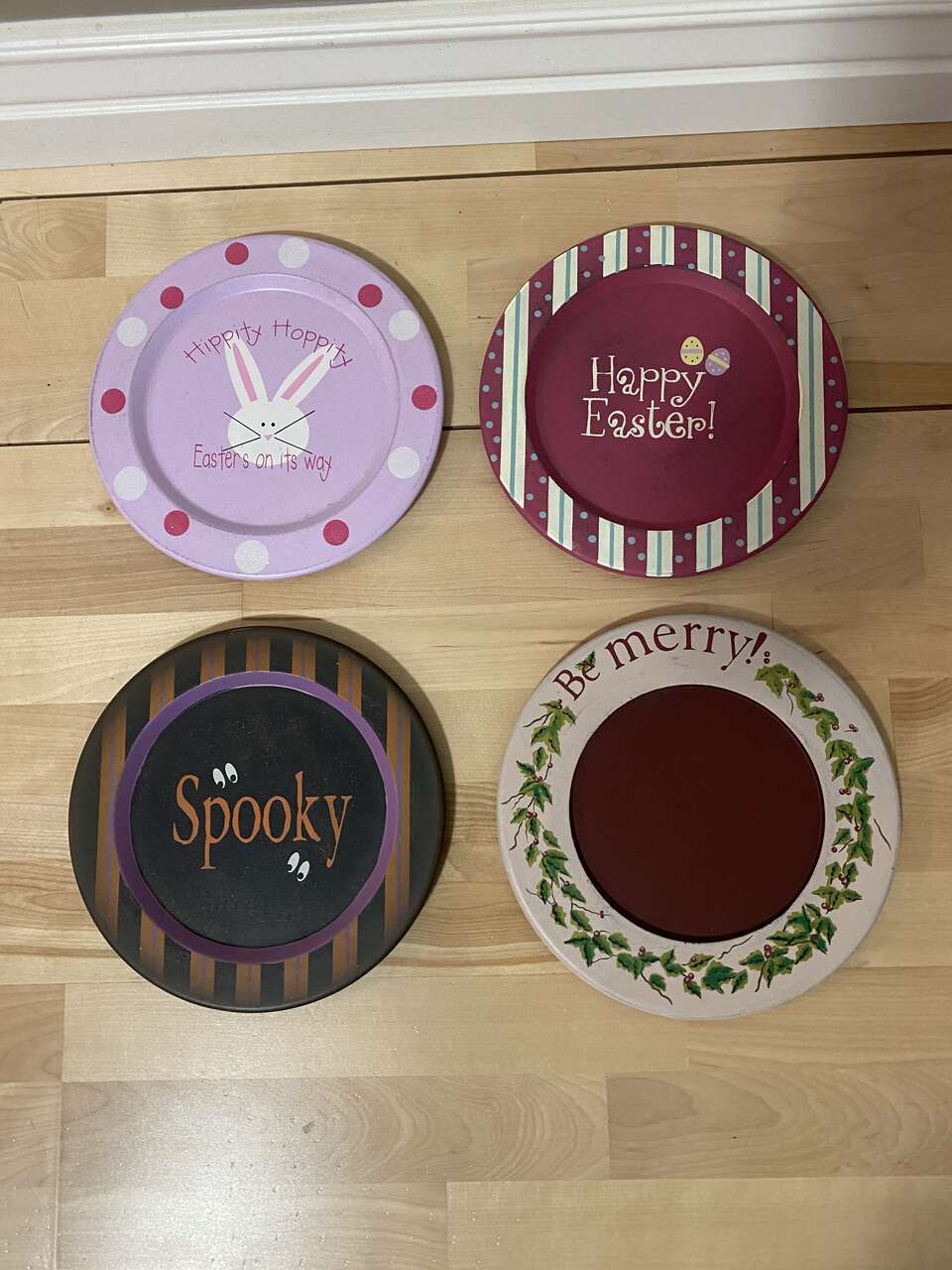 Holiday wood plates-Easter, Halloween & Christmas