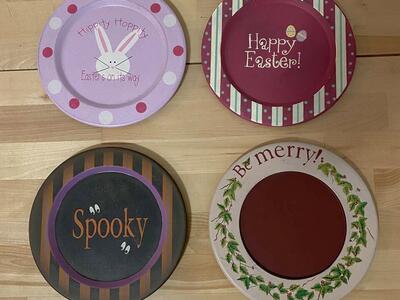 Holiday wood plates-Easter, Halloween & Christmas