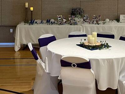 Purple Chair Sashes & Table Toppers