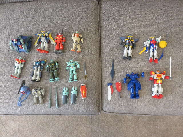 SET OF 14 VINTAGE BANDAI GUNDAM FIGURES FROM THE LATE 1990'S - EARLY 2000's - SELLING AS A SET