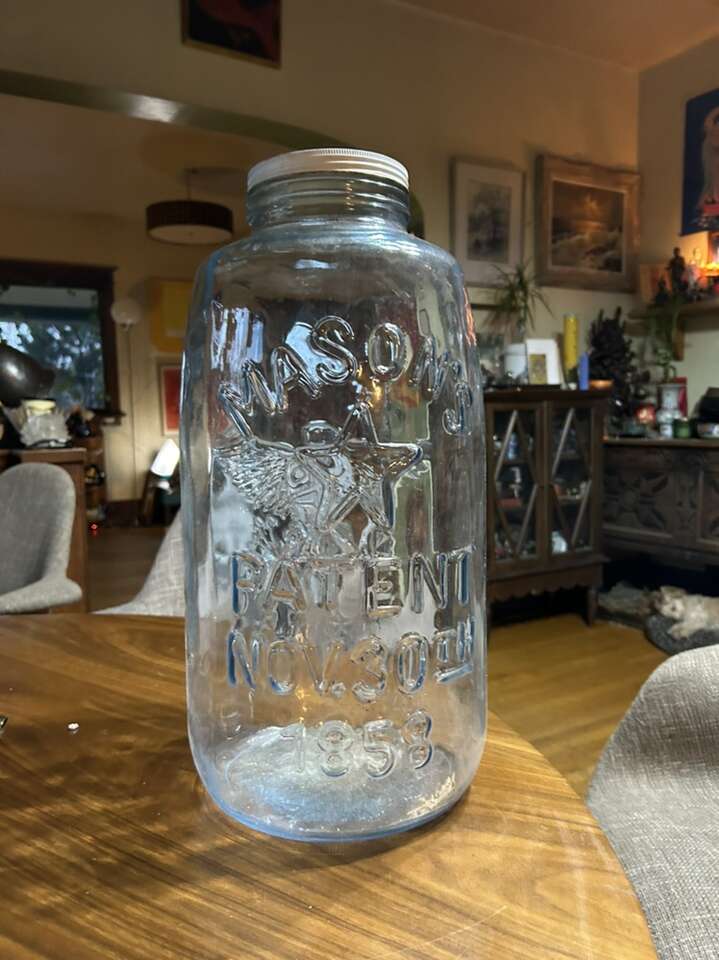 Vintage Large Mason Patent Nov 30TH 1858 Star Eagle 5 Gallon Pickle Jar 19 inches