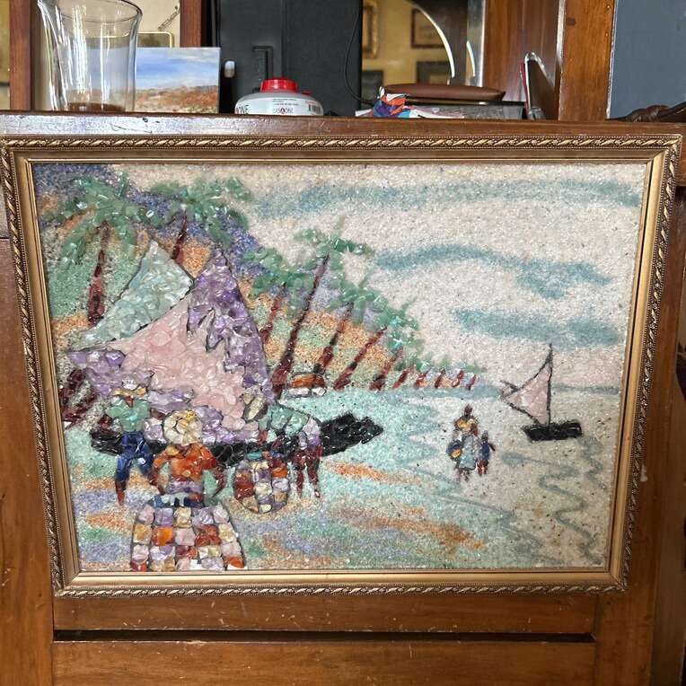 VTG. Semi Precious Stone Impression Painting