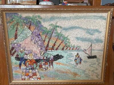 VTG. Semi Precious Stone Impression Painting
