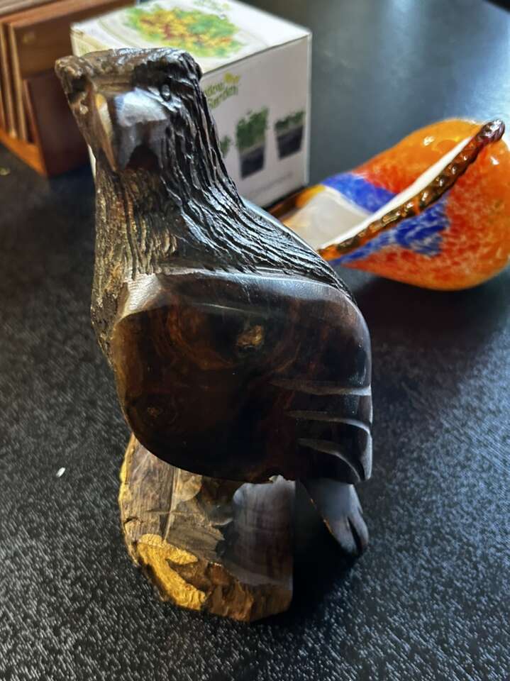 Vintage Iron Wood Craved Eagle. 9x3x4 Inches