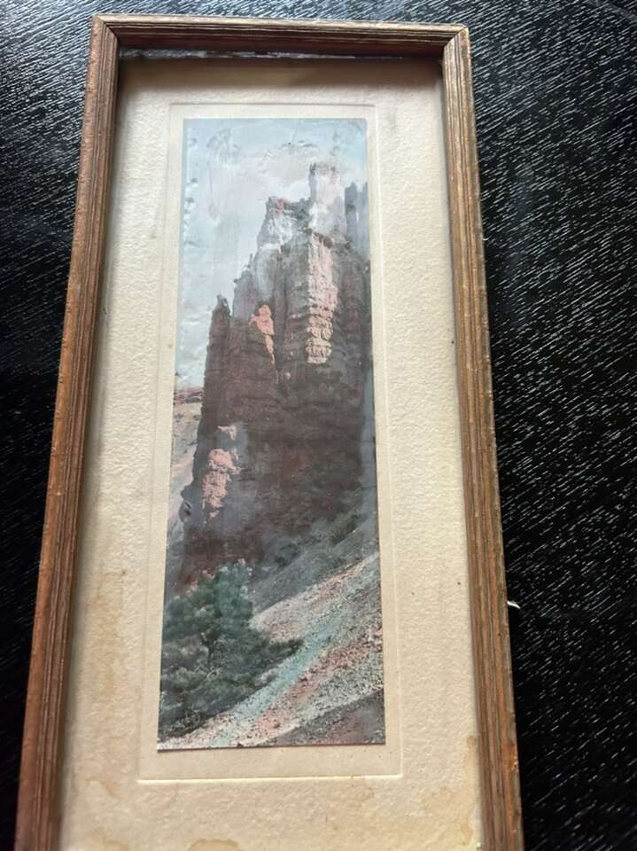 Vintage Small hand tinted photograph of landscape Utah or new mexico