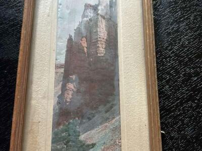 Vintage Small hand tinted photograph of landscape Utah or new mexico