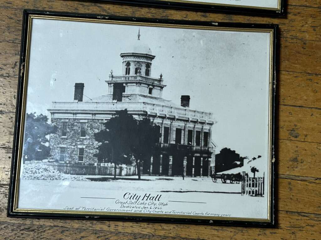 Set of two Historic Framed Black and White Photograph Vintage - City Hall and Wilford Woodruff Farm House