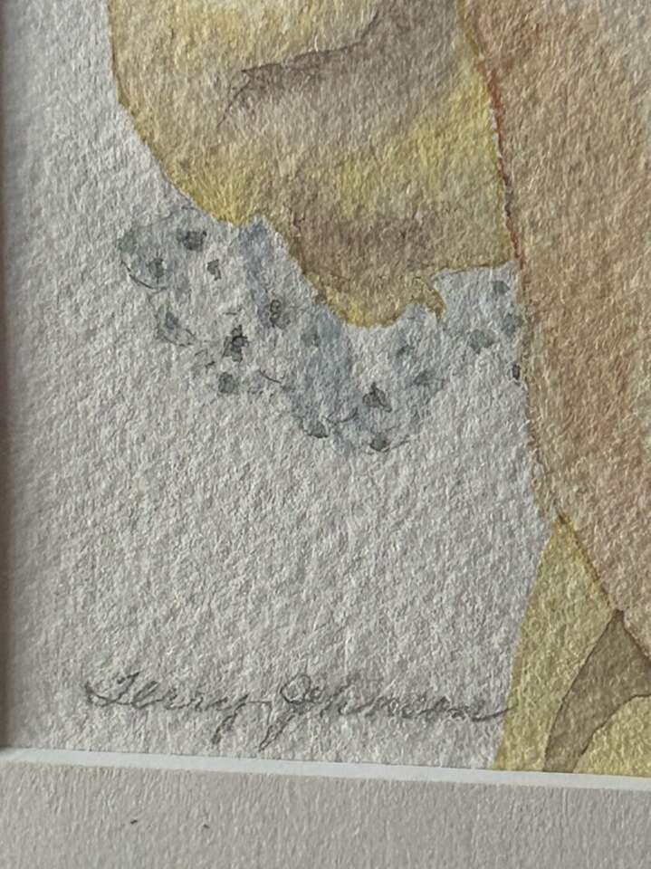 Original Watercolor by Terry Johnson Blond Hair Girl with Teddy Bear great for a little girls room