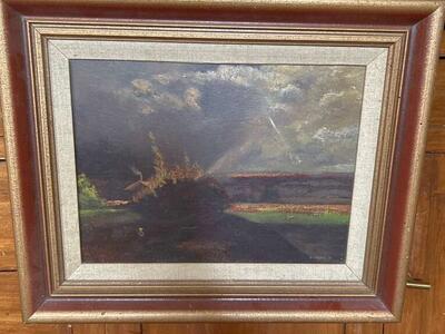 Beautiful Oil On Canvas Farmhouse Shepherd Boy