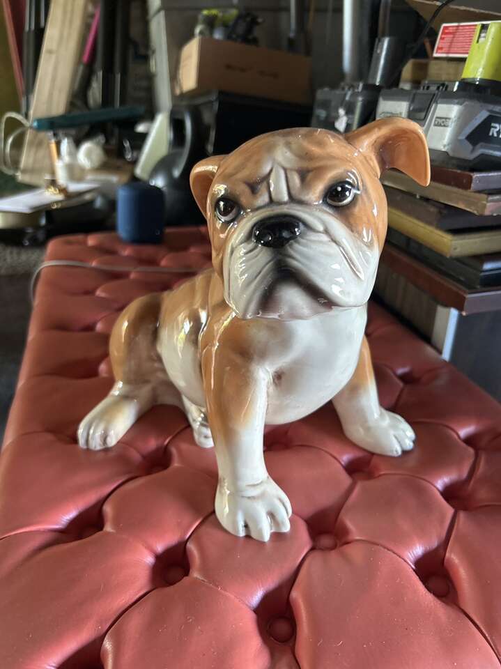 vintageglossy porcelain english bulldog statue