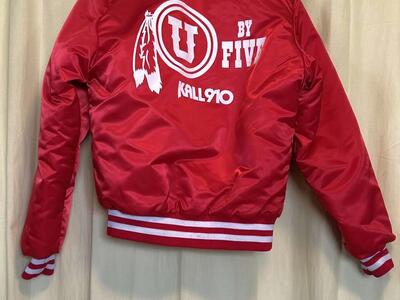 Vintage Birdie Richard A. Leslie U of U Ute Football Bomber jacket KALL 910 XS