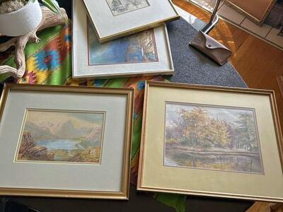 2 Antique Watercolor Landscape Paintings Signed.