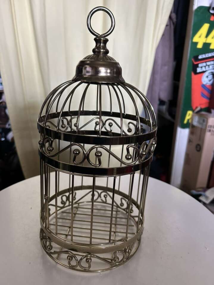 13 inches Brass Decorative Cage Pillar Candle Bird Cage