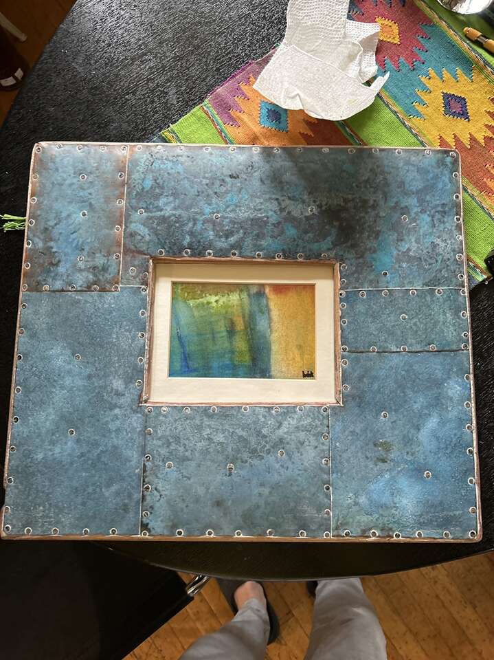 Modern Abstract painting in a very unique frame.