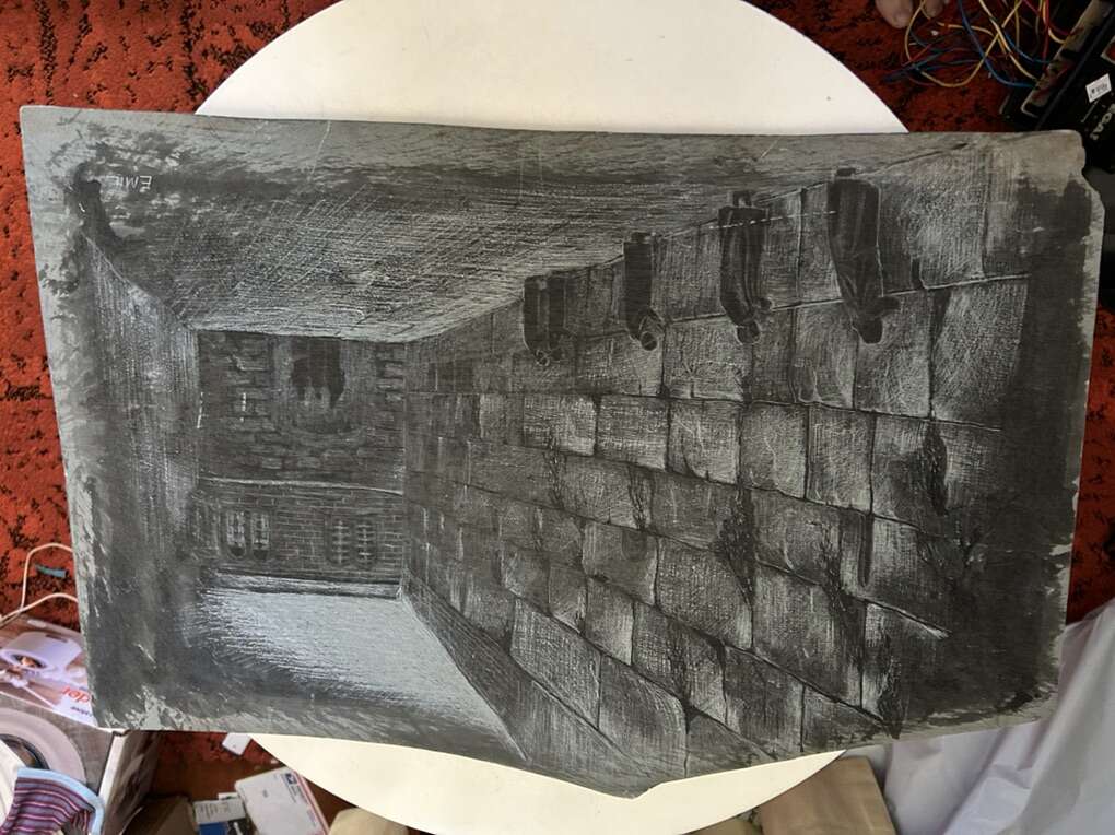 Concrete Slate Etching Prayer Wall in Jerusalem Holy Wall Signed by Artist