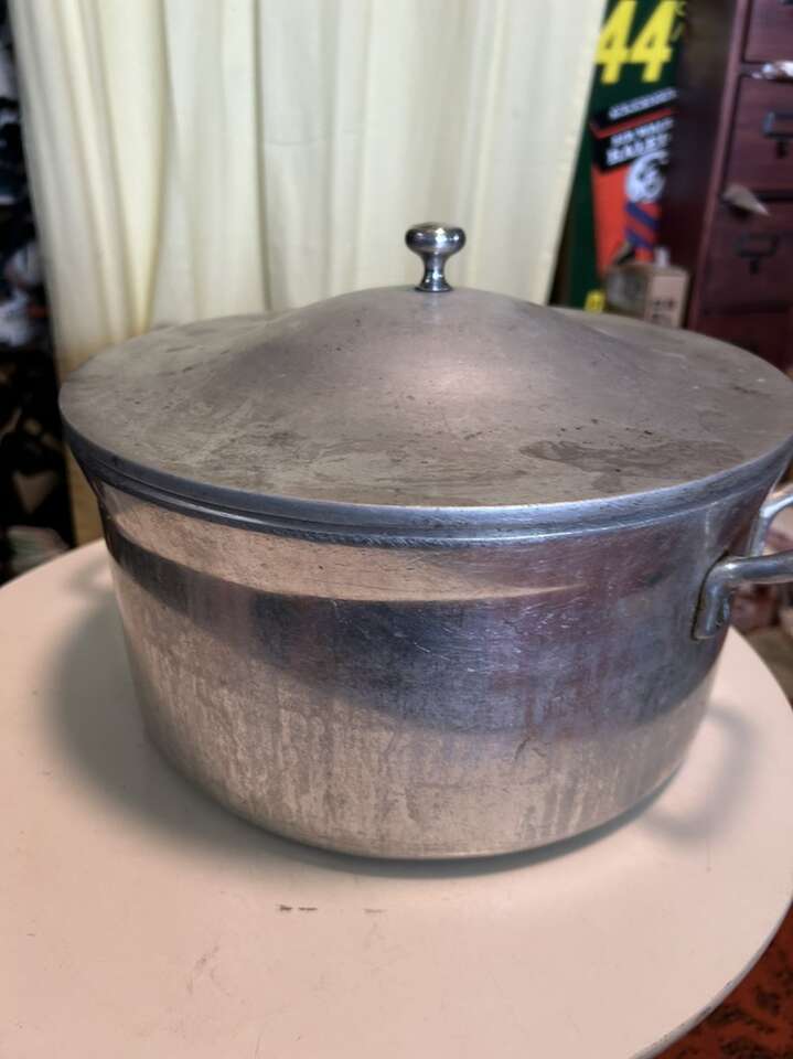 RARE Made in Salt Lake City Utah Large Heavy Aluminum Stock Pot with Lid