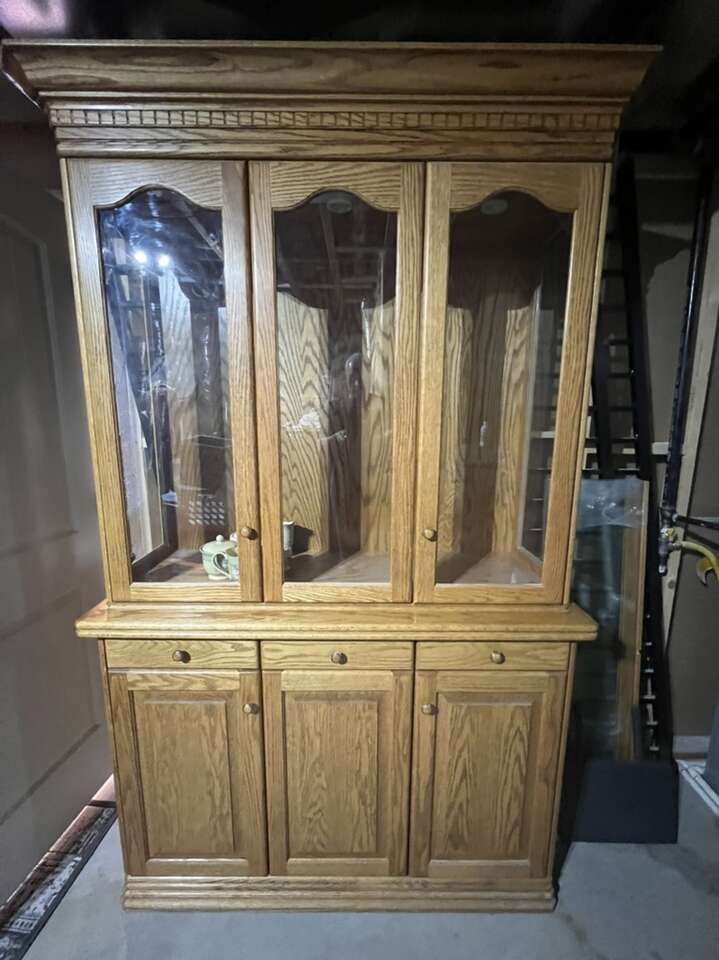 Custom Built,  Oak China Hutch