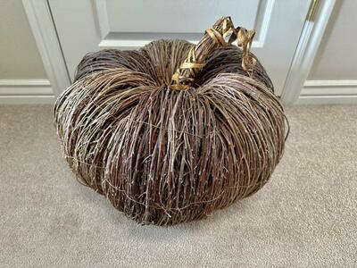 Large Wicker Pumpkin Halloween Decor