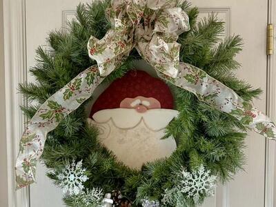 Hand Made Santa Christmas Wreath
