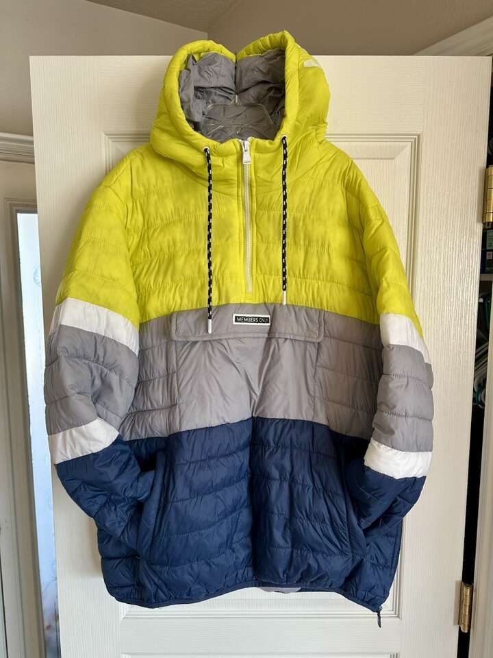 Mens XL Members Only Pullover Hoodie Puffer Jacket