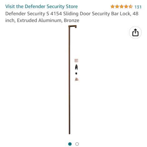 Sliding Door Security Bar Lock - 48 Inch. - Bronze