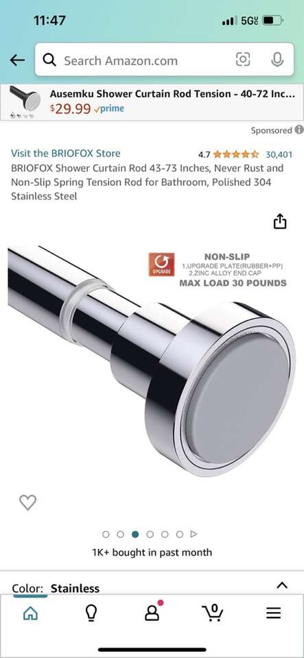 Spring Curtain Shower Rod - Chrome - 43-73 Inches