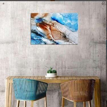 16x24 Inch Blue Abstract Marble Canvas Wall Art
