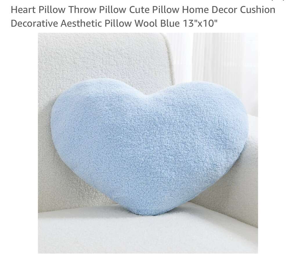 New! White And Blue Heart Pillows
