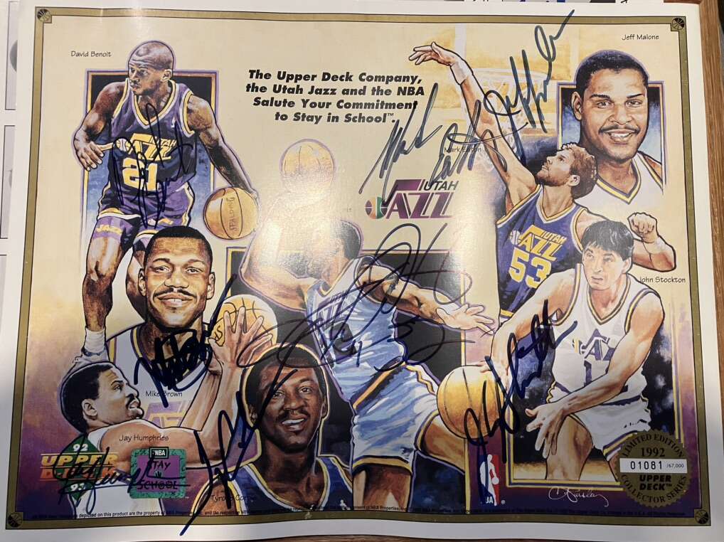 Utah Jazz Team Signed Upper Deck Oversized Card