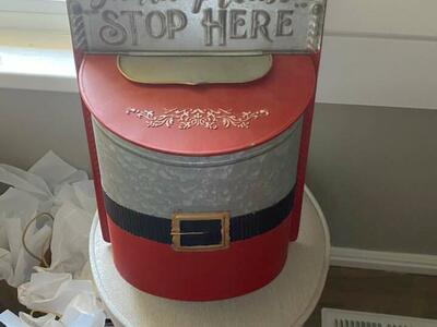 Santa Please Stop Here Tin Mailbox