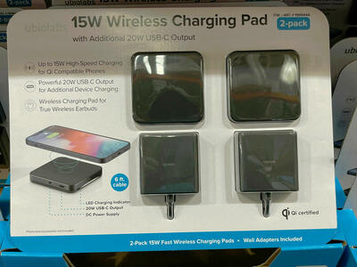 UbioLabs AWC1098 Qi 15W Wireless Charging Pad, 2-pack 1999444 #87282