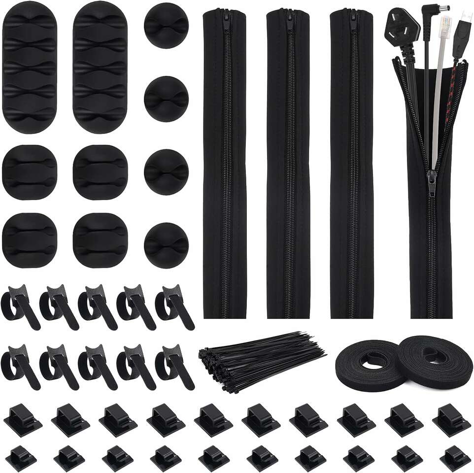 146 Piece Cable Management Kit 10 Cord Organizer Cable Holder #94556