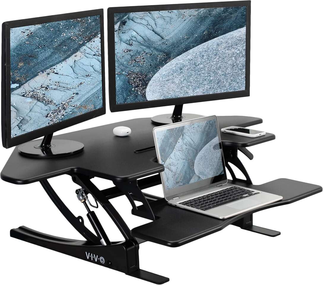 VIVO DESK-V000VC 43 inch Corner Height Adjustable Cubicle Stand Up Desk Converter #98488