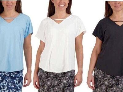 Tranquility Women's Short Sleeve V-Neck Shirts #87607
