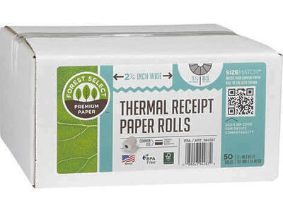 FS Thermal Receipt Paper 2.25in x 85ft Rolls 50ct #77843