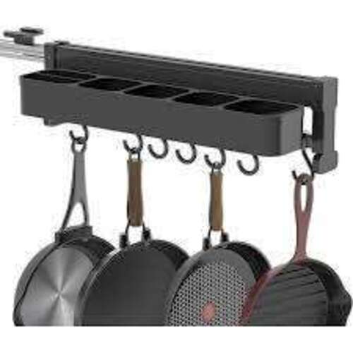Misifu 22" Adjustable Pot Rack, Pull Out Pot and Pan Organizer with 7 Hooks #98960