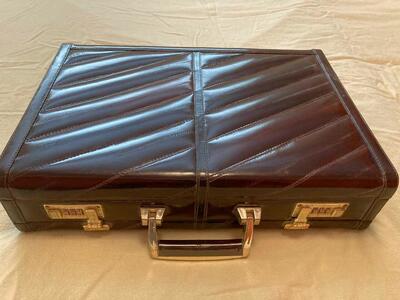 Vintage Burgundy Eel Skin Briefcase with Olympic combo lock