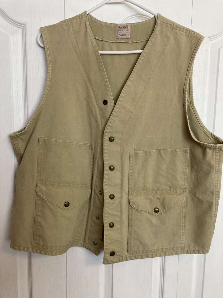 Vintage Filson Tin Cloth Cruiser Work Vest XL approx. 42 Hunting Fishing USA Made