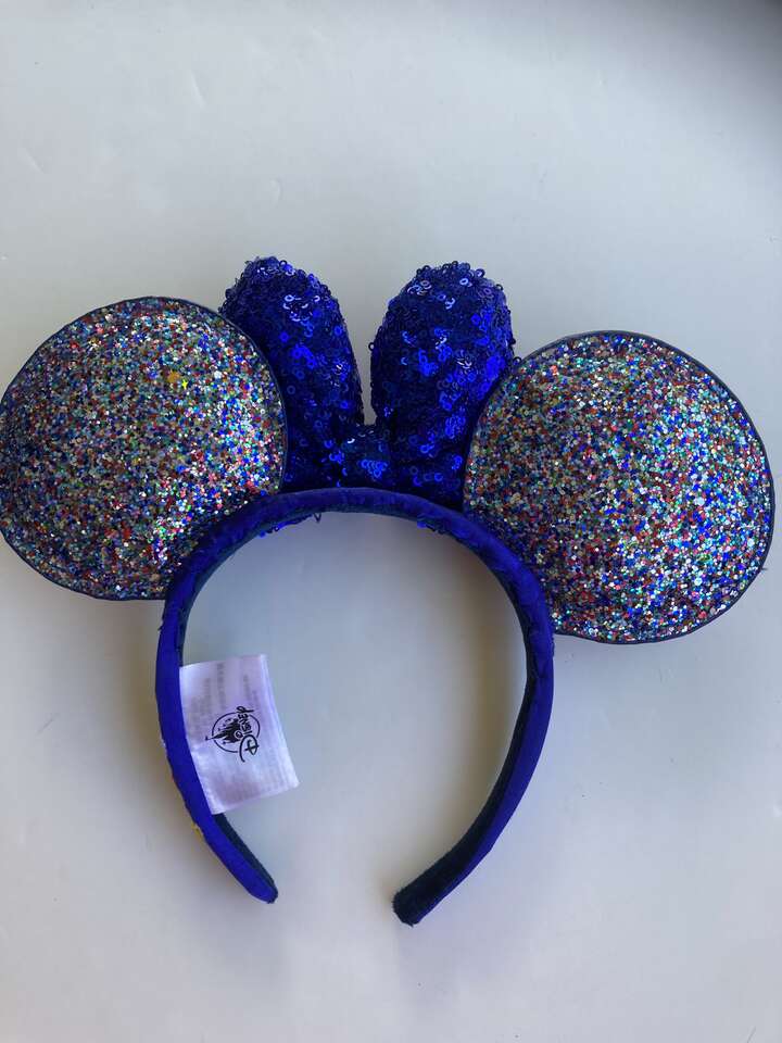 Disney Minnie Mouse Ears with blue sequin ribbon. 2020 Collection.