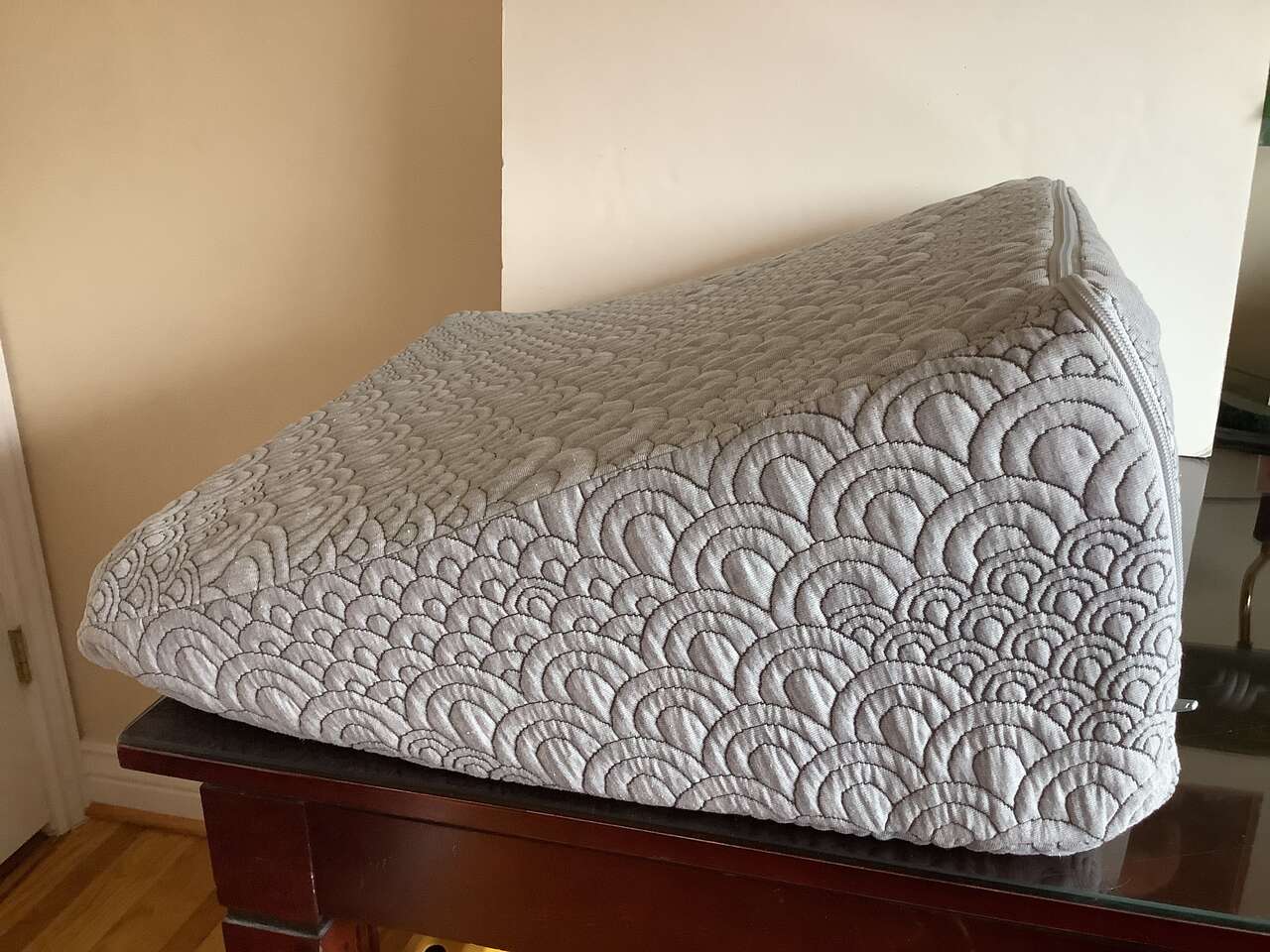 Brentwood Home Wedge Pillow measures 24 long by 10 high